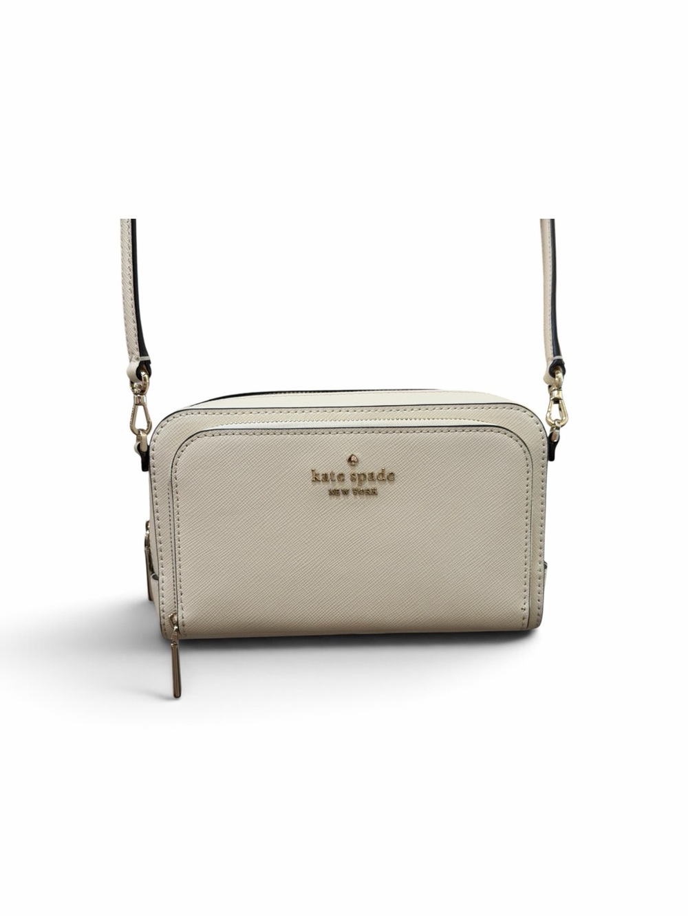 Kate spade Off White Saffiano Crossbody Bag Gold Logo